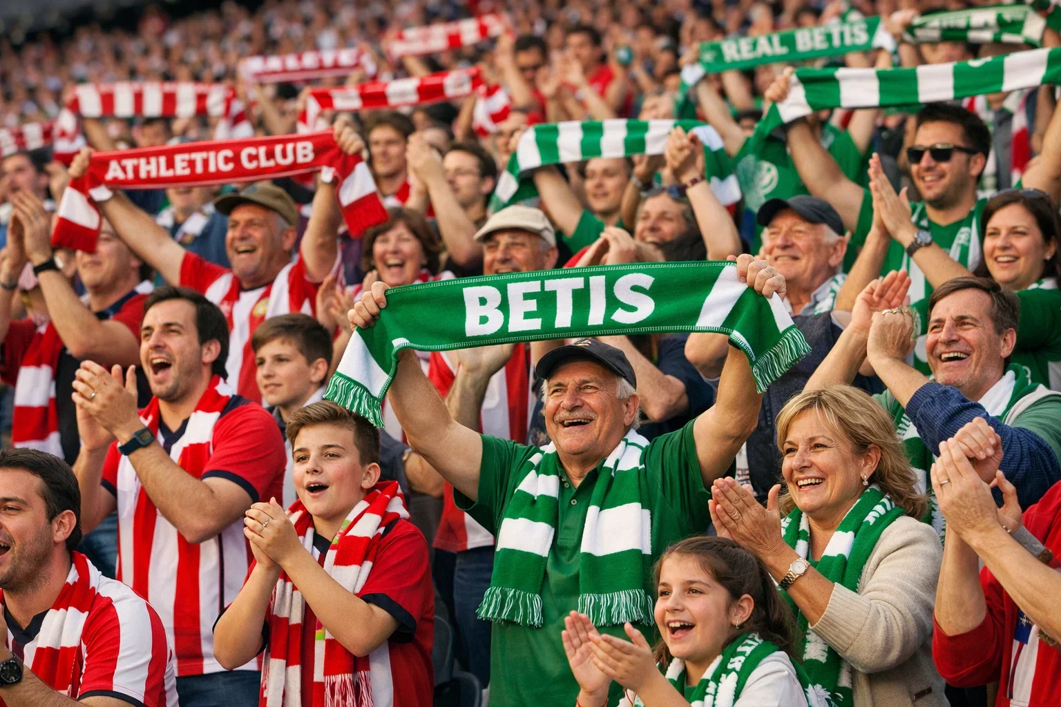 Aficionados apasionados animando en las gradas durante un derbi español