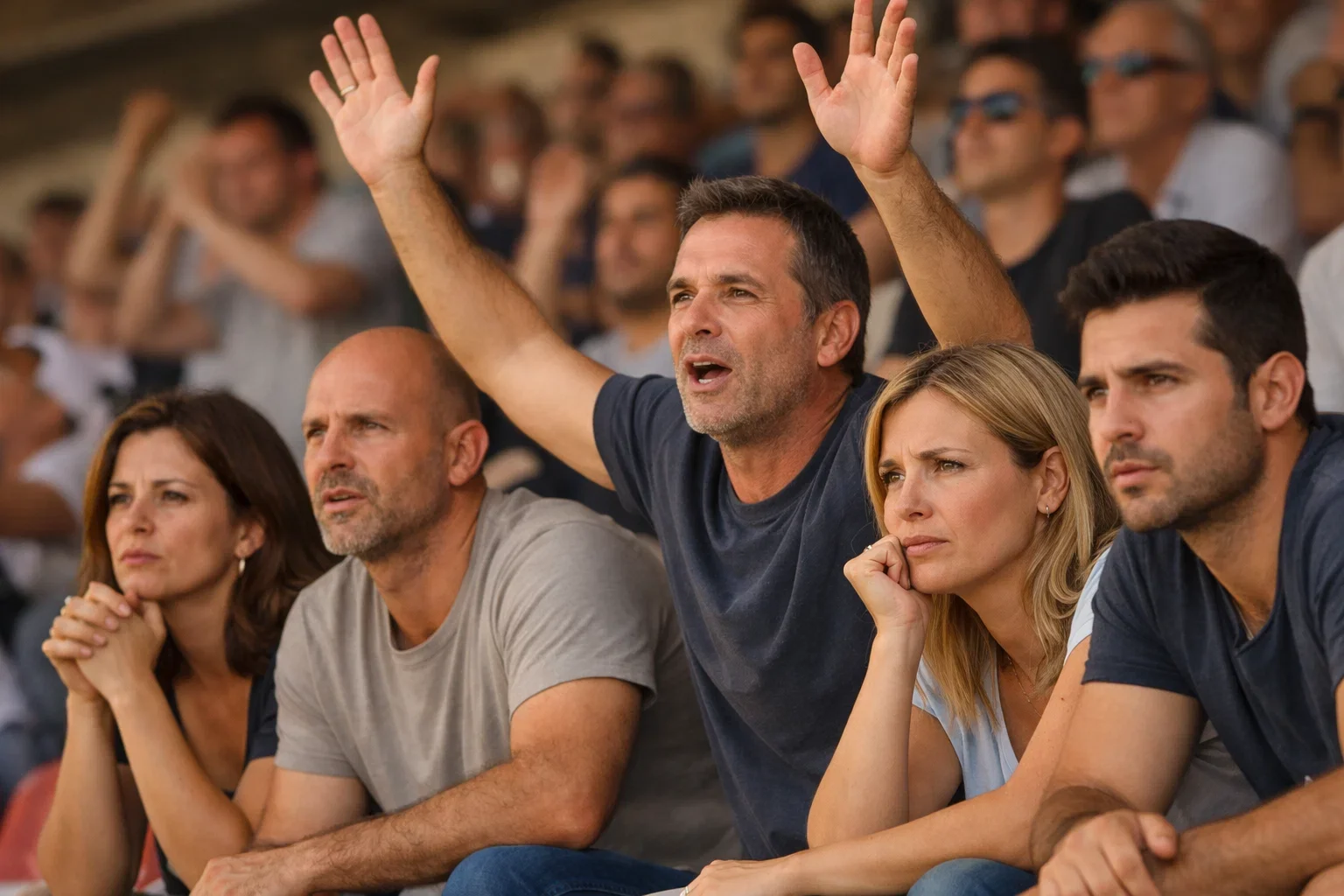 Aficionados del fútbol español animando desde las gradas de un estadio