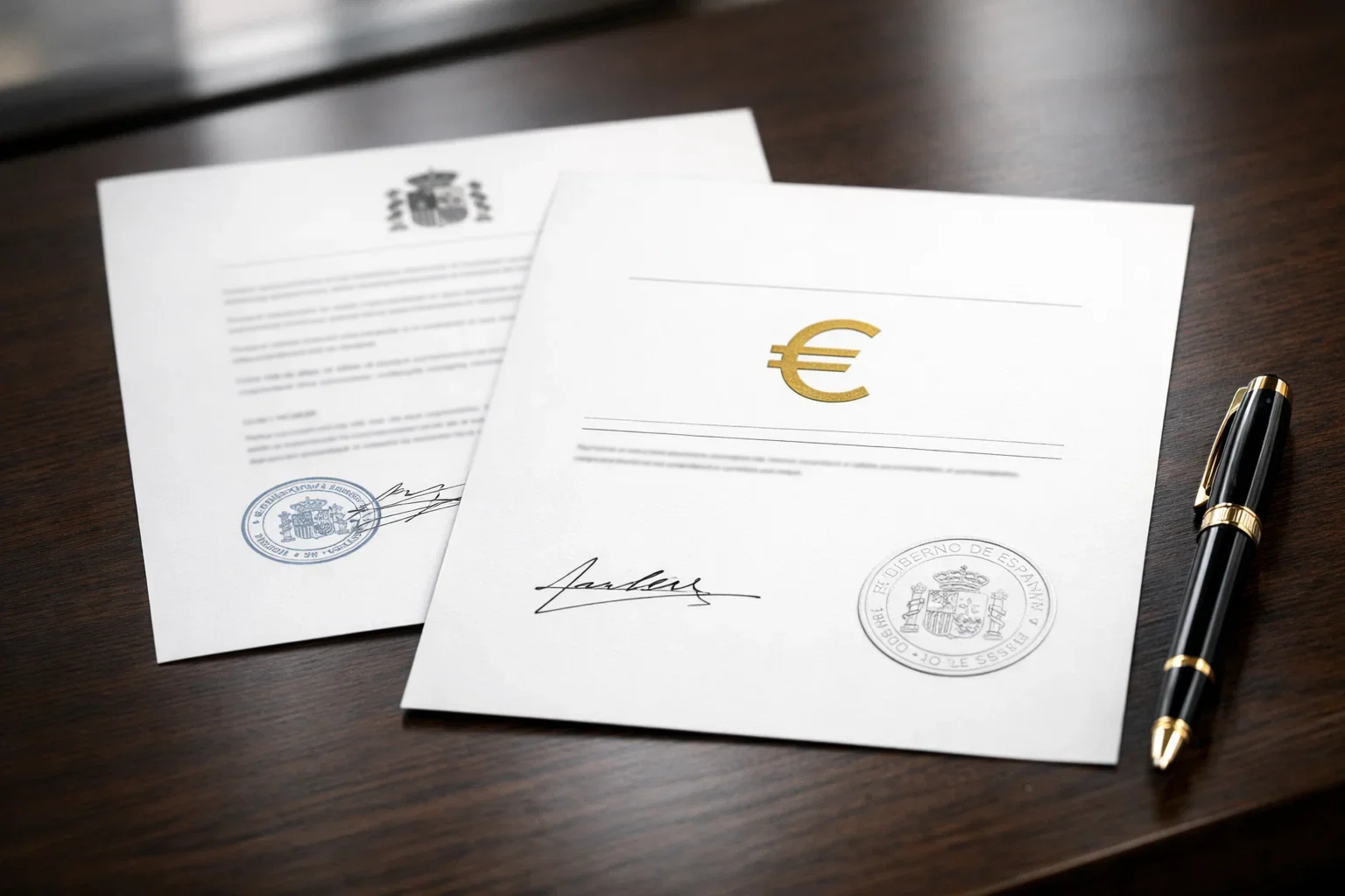 Documento oficial de licencia de apuestas con el símbolo del euro
