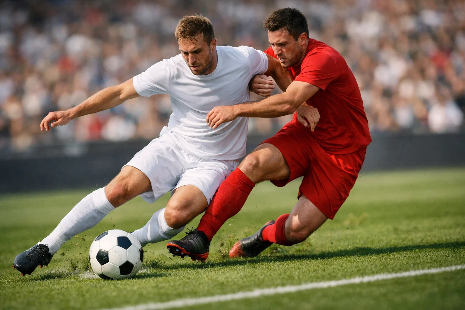 Jugadores de fútbol en acción durante un partido intenso de LaLiga